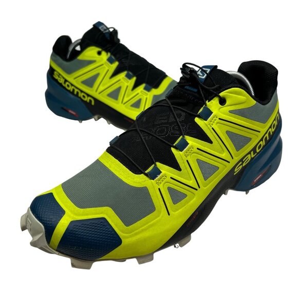 Salomon Speedcross 5 Trail Running Shoe - Mens 9.5 US  43.5 EU Blue Yellow - Picture 2 of 9